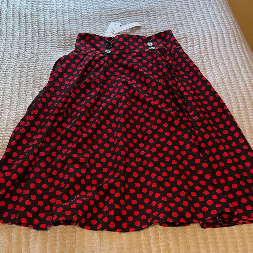 Chic Red Polka Dot A-Line Skirt